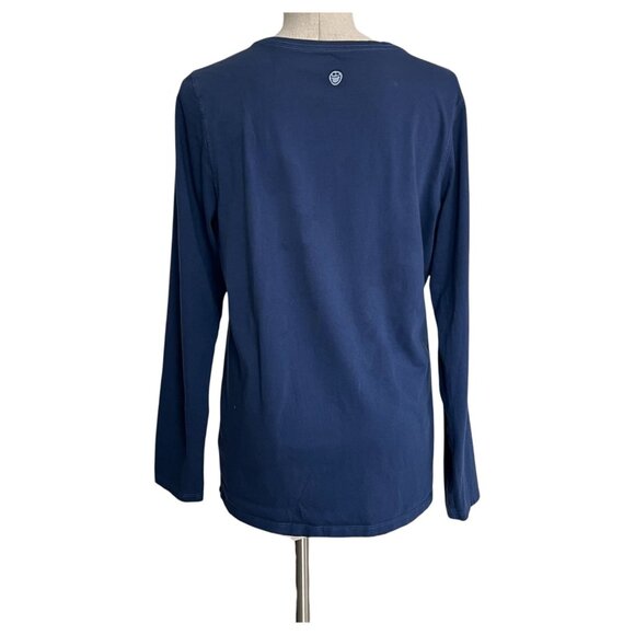 Life Is Good Womens Blue V Neck Long Sleeve Shirt Joyful Peace Navy Blue size L - Picture 6 of 7